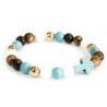 Pulsera de piedras preciosas - Turquoise Cross / Perlas reales