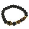 Pulsera de piedras preciosas + Ojo de tigre / Hamsa de oro & Piedra de lava