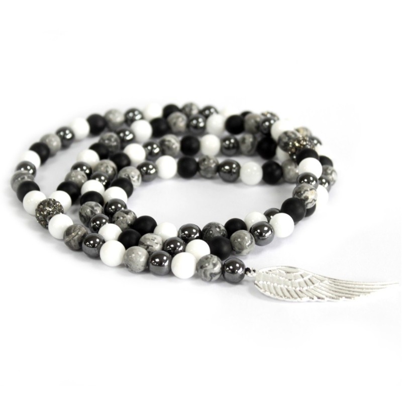 Collar de piedras preciosas - Ala de ángel / Ágata gris